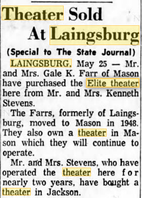 Elite Theatre - OWNER OF FARR THEATER BUYS MAY 25 1961